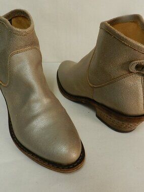 Fiorentini Baker Leather Western ankle zip boots metallic Box Italy Size 37 US 7